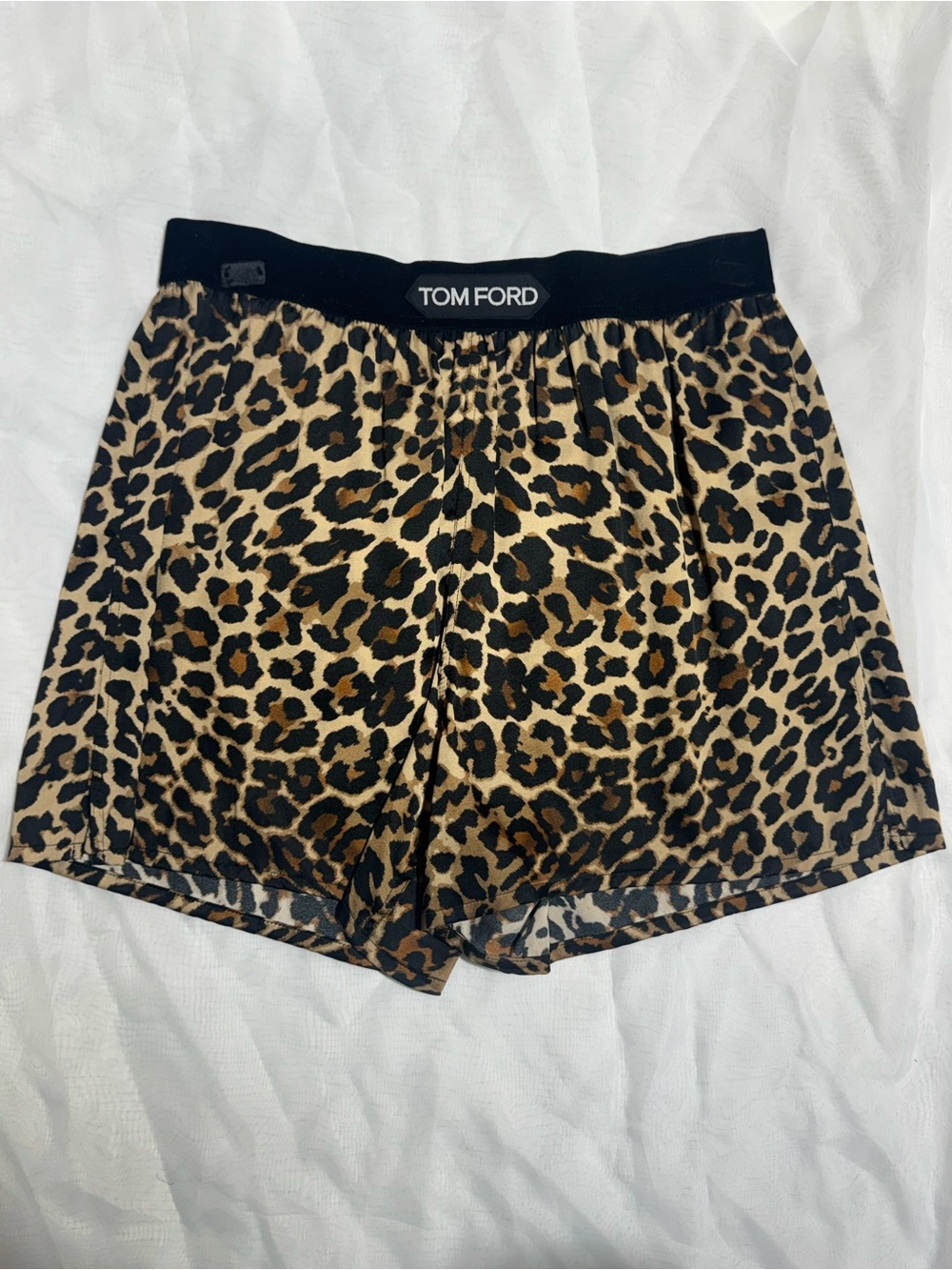Authentic Tom Ford Leopard Print Silk Lounge Shorts XS
